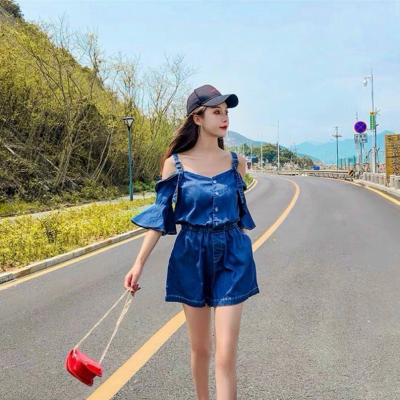 JUMSUIT DENIM ĐÙI TRỄ VAI TAY LOE - ND502